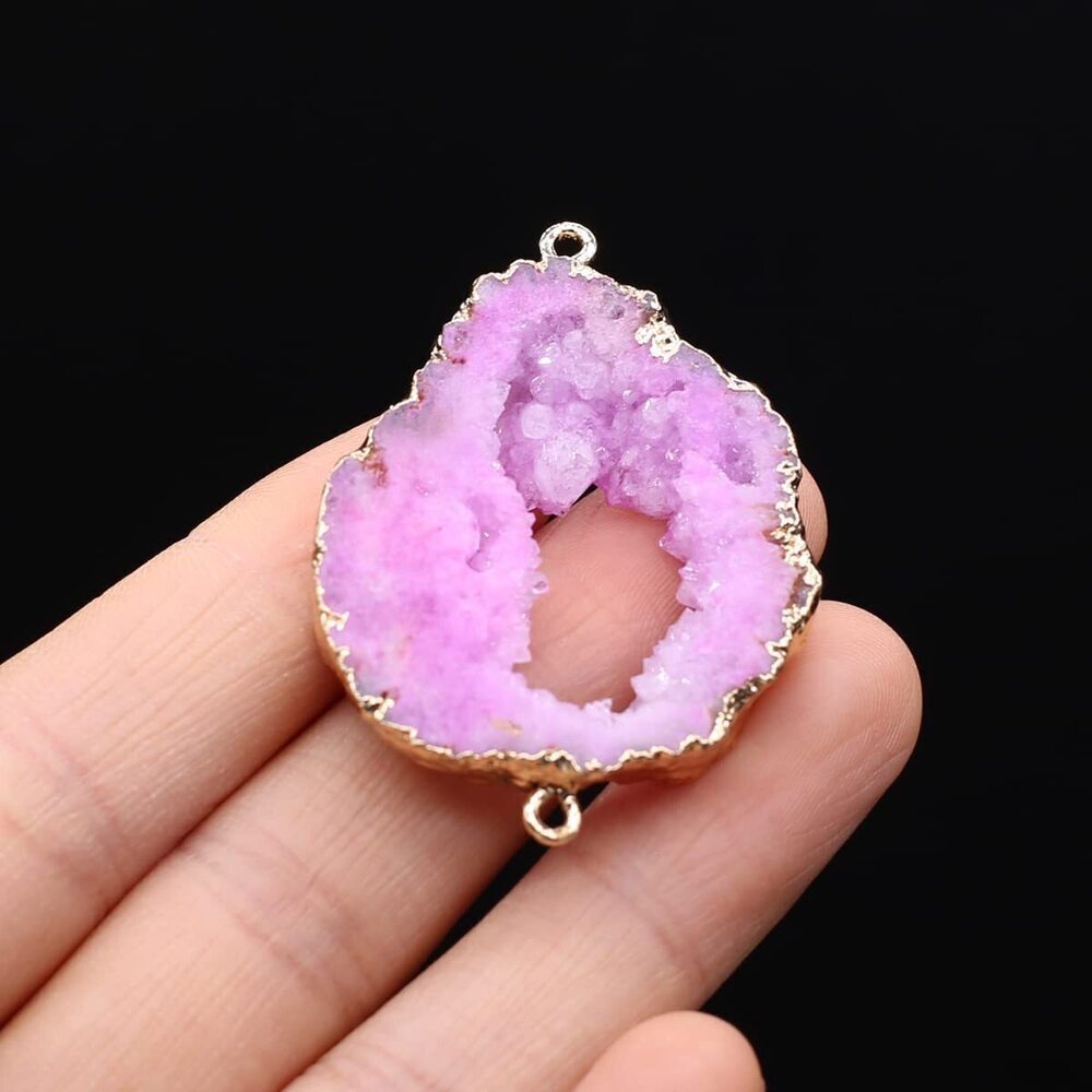 2124 natural stone connectors colorful irregular druzy geode light purple - Picture 4 of 7